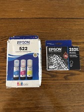 Lot Of 2 Epson 522 Ink Bottles Combo ET2720 4pk Exp 12/27 & Epson 252XL Exp 4/24 picture