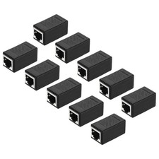 10PCS RJ45 Ethernet Coupler Female to Female in Line Cat7 Cat6 Cat5e Cat5, Black picture