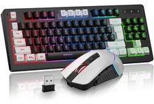 Wireless RGB Backlit 87-Key TKL Keyboard Mouse Combo USB Mac White Black picture