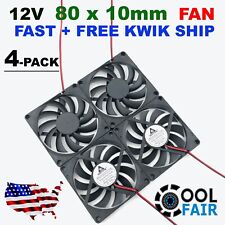 12V 80mm x 10mm Cooling Case Fan 8010 2pin 80x80x10mm DC for PC Computer 4 Pcs picture