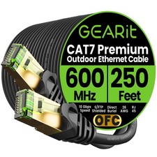 250Ft Cat7 Outdoor Ethernet Cable - Waterproof, Direct Burial, Pure Copper picture