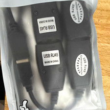 USB Standard Type A Male to RJ45 Female Extension Adapter, Black, 2 Pack,  10ft picture