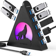 7-Port USB 3.0 Hub with RGB Lights, Vertical High-Speed USB Splitter 5Gbps, 2FT  picture