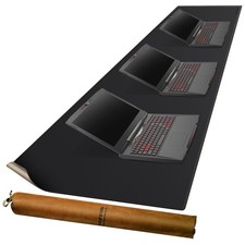 Leather Desk Mat, XXL 78.7” x 24” Reversible Large Desk Pad Mat, Cork & Leath... picture