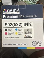Ankink 502(522) Ink Refill Bottle 6-Pack for Epson Black Cyan Magenta Yellow picture