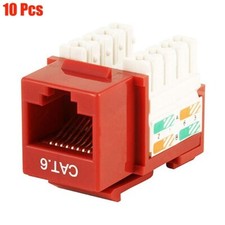 10 Pcs Cat6 RJ45 Network LAN Ethernet Keystone Jack 100 Punch Down Snap-in Red picture