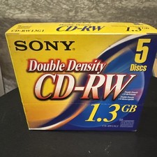 Sony Double Density CD-RW13G1 CD Pack Of 5 Discs- 1.3gb- New picture