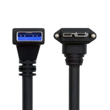 CY USB 3.0 A Male Down Angled to Micro-B 3.0 with Locking Screws Data Cable 25cm picture