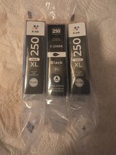 Genuine Canon 250XL PRINTER INK OPEN..NO BOX 3 CARTS ALL BLACK picture
