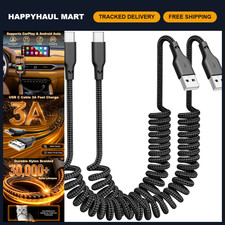 Coiled USB A to USB C CarPlay Cable Fast Charging 3ft - 2-Pack, Durable & Flexib picture