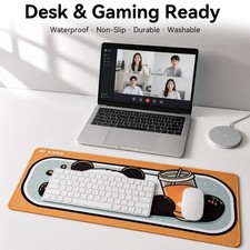 Large Extended Mouse Pad Non-Slip Extended Keyboard Desk Mat PC Waterproof Panda picture