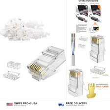 Cat 6A RJ45 Connectors 100 Pack Modular Plug Gold Plated Ethernet Cable picture