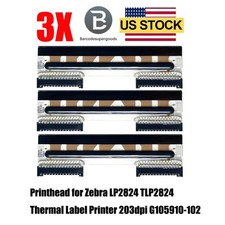 3-Pcs Printhead for Zebra TLP2824 LP2824 Plus Thermal Label Printer G105910-102 picture