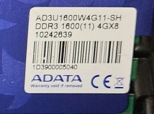 A-Data Technology PC3-12800 4 GB DIMM 1600 MHz DDR3 SDRAM Memory... picture