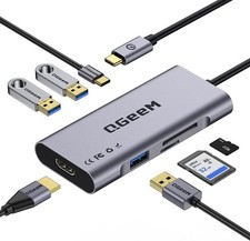 QGeeM 7-in-1 USB C Hub to HDMI Adapter 4k with 100W Power Delivery - GREY picture