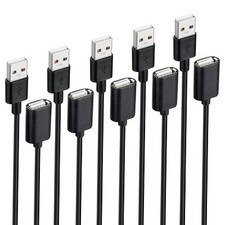 5-Pack USB Extension Cord Bulk, Male to Female, 5 ft USB-A 2.0 Extender Cable picture