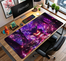 Neon Gengar in Haunted Forest Mouse Pad – Ghost Pokémon Desk Mat picture