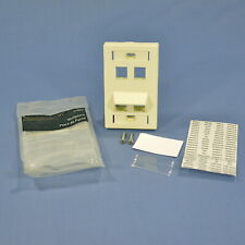 Leviton Almond Quickport ANGLED 1-Gang Labeled 4-Port Wallplate Cover 40807-AR picture