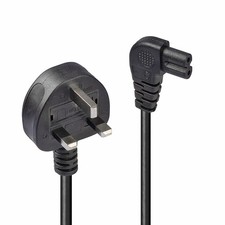 LINDY 0.5 m UK 3 Pin Plug to Right Angled IEC C7 Mains Power Cable - Black 0.5m picture