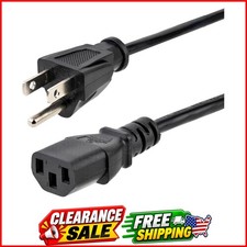 15ft 4.5m Computer Power Cord, NEMA 5-15P to C13, 10A 125V, 18AWG, Black Repl... picture