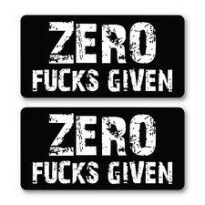 Zero F*cks Given Stickers, Funny Sarcastic Decal for Laptops & INdoor Use 2-PK picture