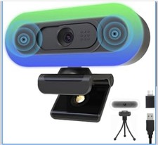 2K USB C Camera Autofocus PC Webcam with Dual Microphones/Ring Light/Fill RGB Li picture