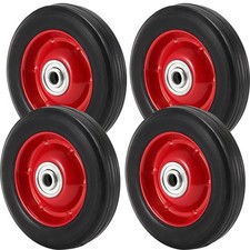 4 Pack 8 x 1.75 Inch Solid Rubber Wheel, Flat Free Rubber Tire with Ball Bear... picture
