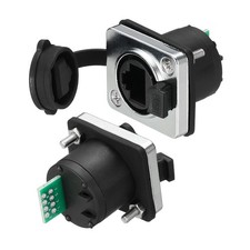 2Pcs RJ45 with PCB Board Panel Mount Coupler Shielded Silver picture