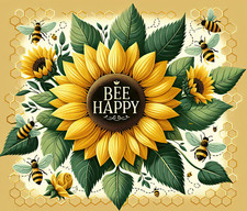 SUNFLOWER BEE HAPPY BEES HONEYCOMB FLORAL COMPUTER MOUSE PAD 9 X 7 picture