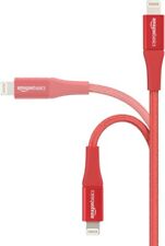 (3 pack) AmazonBasics Double Braided Nylon Lightning to USB Cable, 10 foot red picture