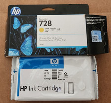 Genuine HP Ink Cartridge DesignJet 728 Yellow 130ml Date 7-22 OEM Inner Sealed picture