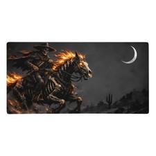 Skeletal Vaquero Ghost Rider Flame Horse Gaming Mouse Pad Desk Mat Gothic picture
