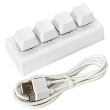 QINIZX Mini 4 Keys Macro Mechanical Keypad RGB Game 3.86x1.49x1.18inch, White picture