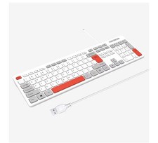 Wired USB Keyboard Wired Computer Keyboard Durable Ultra-Slim Wired White picture