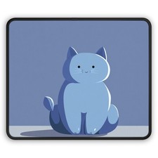 Chubby Blue Cat Gaming Mouse Pad | Cute Cartoon Kitty Desk Mat picture