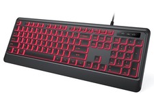 Backlit Wired Keyboard, USB Lighted Computer Keyboards with 7 Colors Backligh... picture