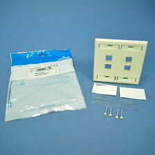Leviton Almond Quickport 4-Port ID Window Flush Wallplate 2-Gang Cover 42080-4AP picture