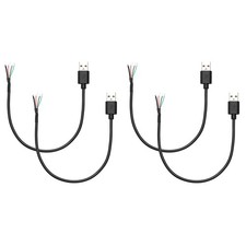 4Pcs 24AWG x 2C+28AWG x 2C 5V 2A 0.82Ft USB 4 Pin Pigtail Cable, Black picture