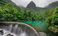 Landscape nature trees forest china lake waterfall Custom Gaming Mat Desk picture