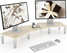 Soporte de Doble Ajustable De Madera Para Monitor Y Ordenador Con Almacenaje picture