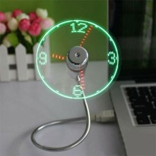 LED Clock Fan Mini USB Powered Cooling Flashing Real Time Display Function USA picture
