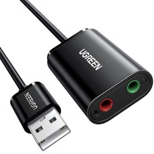 USB to Audio Jack Sound Card Adapter with Dual TRS 3-Pole 3.5Mm Headphone and Mi picture
