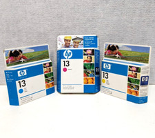 Lot of 3 Genuine HP 13 Ink Cartridges Cyan Magenta Yellow NEW sealed - Exp 2008 picture