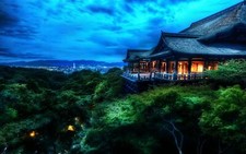 Landscape r forest architecture asia trees blue kyoto Custom Gaming Mat Desk picture