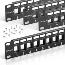 24 Port Blank Keystone Patch Panel with Snap-in Design (4 Pack), Cat6 Network... picture