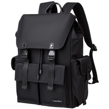 Black Backpack for Men, 16 Inch Laptop Backpack for Travel | Slim, Waterproof... picture