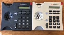2x SHORETEL IP 115 VOIP Speakerphone Display Phone IP115 Black Grey Base Only picture