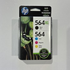 Genuine HP 564XL Black & 564 Color Ink Cartridges 4-Pack Combo OEM (2017) picture