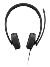 Lenovo USB-A Wired Stereo Headset, Boom Mic, In-line Controls, Black picture