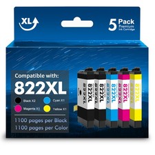 5PK 822XL T822XL Ink Cartridges For Epson WorkForce Pro WF-3820 WF-4820 WF-4833 picture
